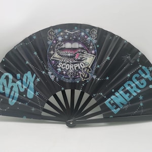 Scorpio Zodiac Clack Fan – Big Energy Glam Folding Fan | Sparkly Astrology Hand Fan | Premade Clack Fan | Scorpio Birthday Gift