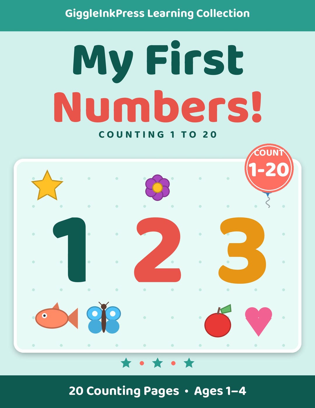 My First Numbers Book Ages 1-4, Counting 1 to 20, 28 Pages, Printable ...