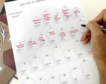 Aide-mémoire du Calendrier de l'Avent pour accompagner le calendrier de l'Avent du village de Noël de Pokidots !