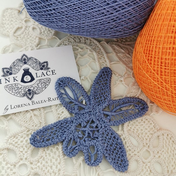 Romanian Point Lace Tutorial Blue Orchid Flower- Instant Download