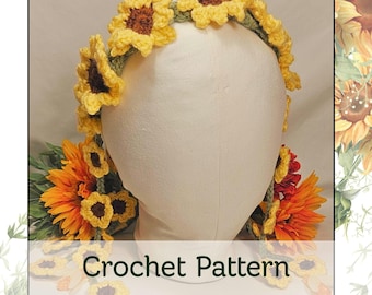 Crochet Sunflower Crown Pattern | Floral Festival Headband | Cottagecore DIY Project