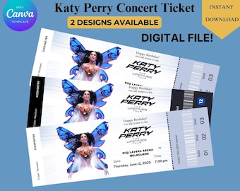 編集可能なケイティ・ペリーのコンサートチケット - ライフタイムズ