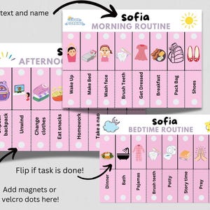 Editable Kids Routine Flip Chart: Pink Visual Schedule (Digital Download, A4 Size)