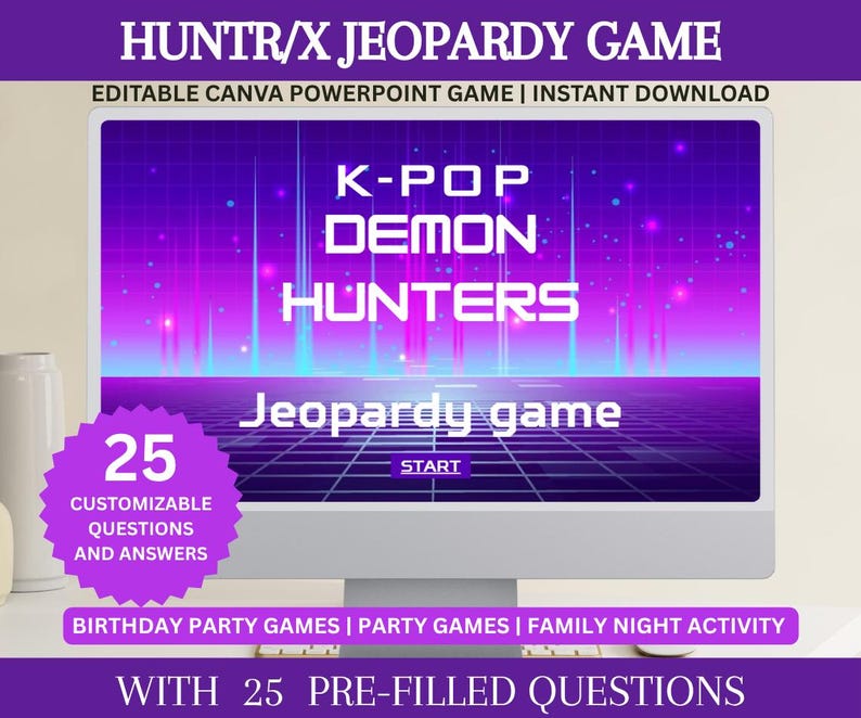 Jeopardy Kpop Demon Huntrix Game for All Ages, Editable Canva Template ...