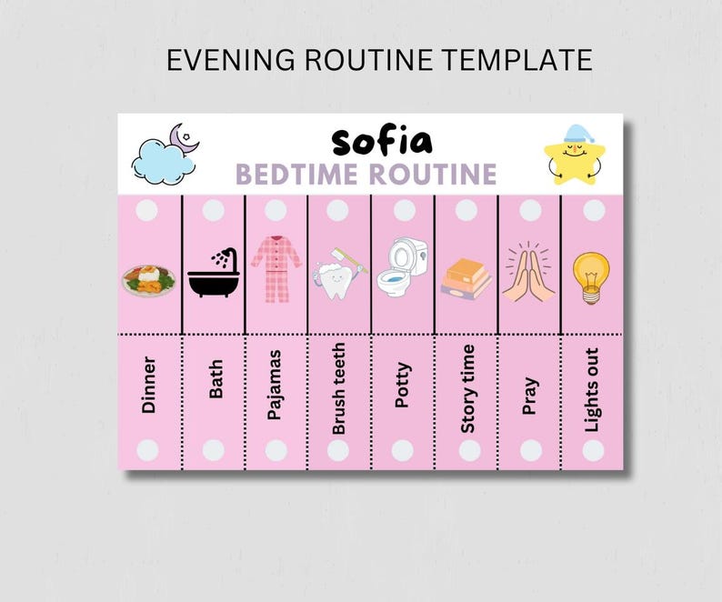 Editable Routine Flip Chart for Kids, Girl,pink, Morning Evening ...