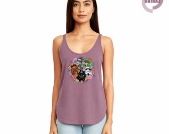 Vintage Floral Star Wars Tank Top, Star War Tank Top, Darth Vader Tank Top, Stormtrooper, Boba Fett Tank Top, Star War Tank Top