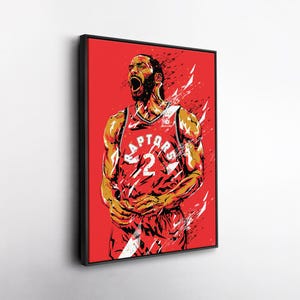 Impression sur toile Leonard Pop Art Kawhi - Décoration murale des Raptors de Toronto - Cadeau NBA pour les fans de basket-ball, la salle de jeux ou l'homme des cavernes