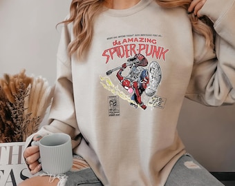 The Amazing Spider-Punk Sweatshirt, Funny Spider Punk Sweatshirt, Punk Hero Sweatshirt, Spiderman Punk Sweatshirt, Spiderman Sweatshirt