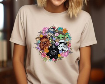 Vintage Floral Star Wars Shirt, Star War Shirt, Darth Vader Shirt, Stormtrooper, Boba Fett Shirt, Star War Tee, Darth Vader Gift