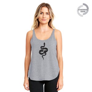 Snake and Flower Tank Top, Spiritual Tank Top, Snake Tank Top, Boho Tank Top, Floral Snake Tank Top, Black Snake Tank Top
