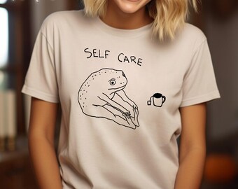 Funny Frog Self Care Shirt, Funny Frog Self Care Retro Shirt, Funny Frog Shirt, Birthday Gift For Her, Cottagecore Frog Shirt, Positive Vibe