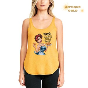 Waffles Are Just Pancakes Ribbed For Your Pleasure Tank Top, Retro Wife Tank Top, Feminist Quote Tank Top, Retro Housewife Tank Top