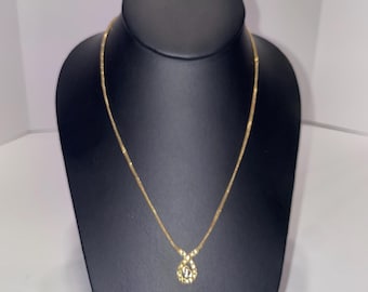 Vintage Christian Dior Gold Plated Curb Chain Necklace with CD Charm