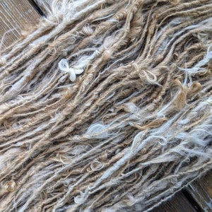 Handspun alpaca Suri locks local Arya 90 yards 6 oz each soft wispy natural colors Garden Party Fibers Free shipping