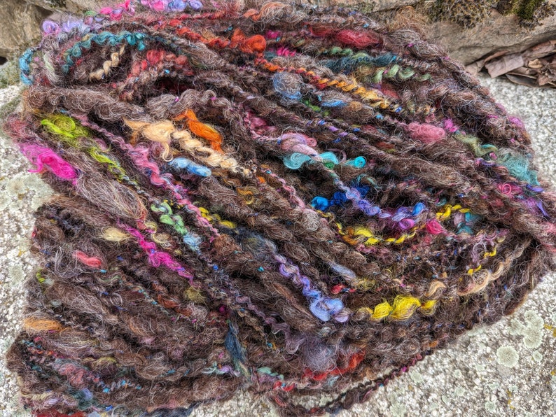 Handspun Art Yarn Wool Kid Mohair Locks Spun 90 Yards 6 Oz Ea Local