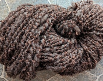 Handspun art yarn natural brown wool plyed with brown boucle 90 yards 6 oz each garden party fibers free shipping