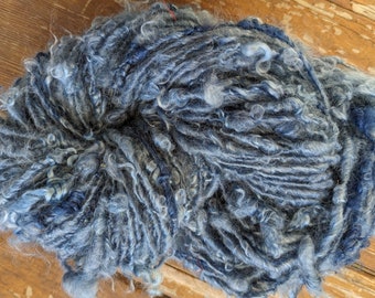 handspun indigo dyed yarn kid mohair locks INDIGO 90 yds apprx 6oz ea medium blue soft fluffy natural dyed garden party fibers free ship