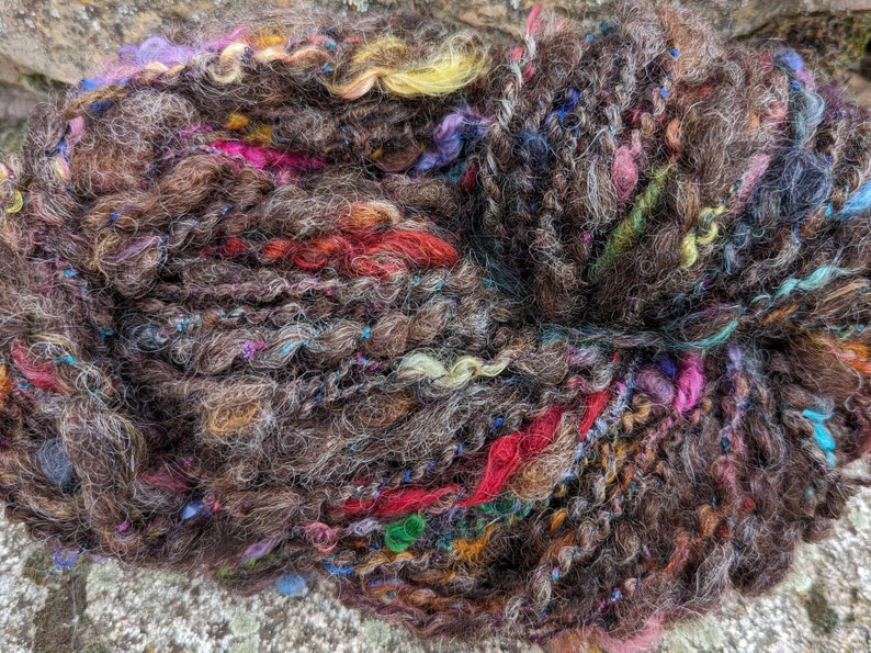 Handspun Art Yarn Wool Kid Mohair Locks Spun 90 Yards 6 Oz Ea Local