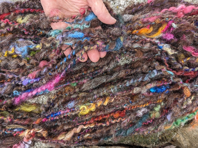 Handspun Art Yarn Wool Kid Mohair Locks Spun 90 Yards 6 Oz Ea Local