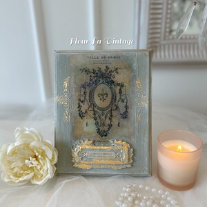 Vintage wooden Plaque frame french look decorative sage green-beige