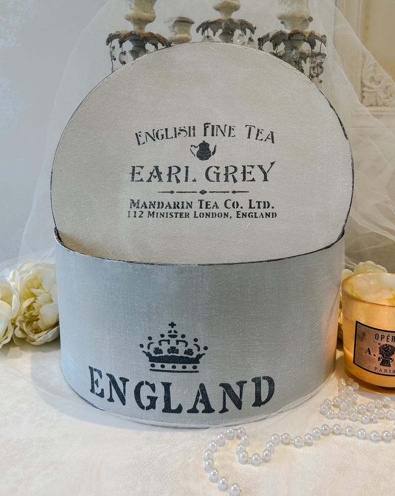 Large Hat Box Decorative French Style Grey Color Parisian Chic Etsy UK