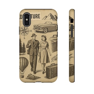 Vintage Adventure Phone Case, Travel, Retro Design, Camping Lover Gift, Outdoor Enthusiast, Wanderlust