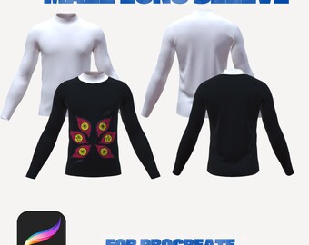 3D männlich Langarm Mockup für Procreate iPad | OBJ-Datei | Modedesign-Modell