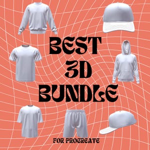 3D Procreate Mockup Bundle for Procreate– Hat, Oversized Shirt, Tee, Hoodie, Shorts & Long Sleeve | Editable 3D Clothing