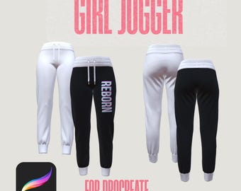 3D Girl Joggers Mockup für Procreate iPad | OBJ-Datei | Digitales Modedesign