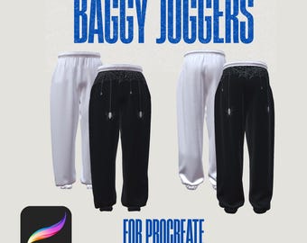3D Baggy Joggers Mockup für Procreate iPad | OBJ-Datei | Digitales Modedesign