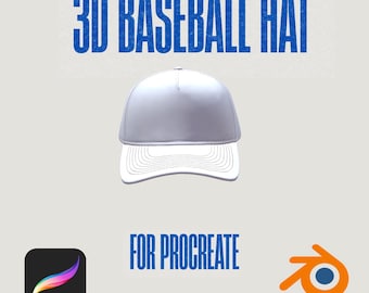 3D Hut Mockup für Procreate & Blender - Personalisierbare Baseball Cap MockUp | Digitaler Download