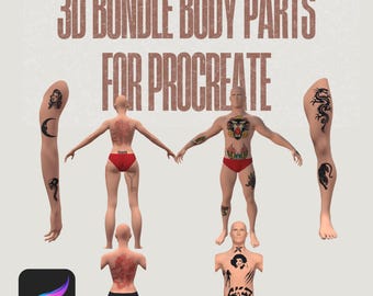 3D Male and Female Anatomy Mockups: Tattoo Design for Procreate (OBJ Files)