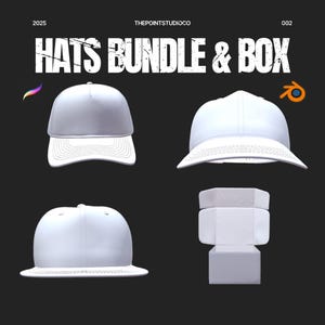3D-kepsmodellpaket Procreate | Basebollkepsar, figurnära kepsar, snapbackkepsar och låda (digital nedladdning)