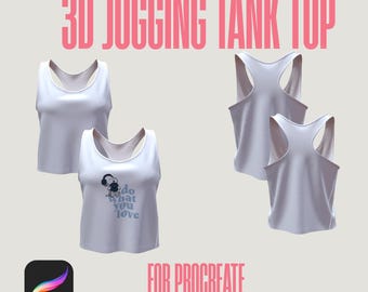 3D Jogging Tank Top Mockup für Procreate iPad | OBJ-Datei | Digitales Design von Sportbekleidung