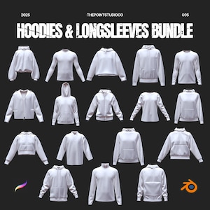 3D Hoodie & Outerwear Mockup Bundle | Streetwear Procreate Models (Digital Download)