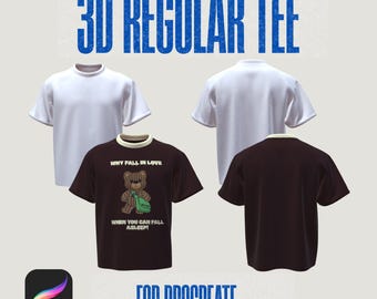 3D Regular T-Shirt Mockup for Procreate iPad | OBJ File | Digital Fashion Design