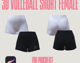 3D Beachvolleyball Shorts Mockup für Procreate iPad | OBJ-Datei | Digitales Design von Sportbekleidung