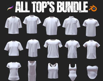 3D Tops Mockup Bundle Procreate | Streetwear, Kleid, Bodysuit Kleidung Modelle (Digitaler Download)