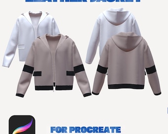 3D Lederjacke Mockup für Procreate iPad | OBJ-Datei | Männliches Mode-Design-Modell