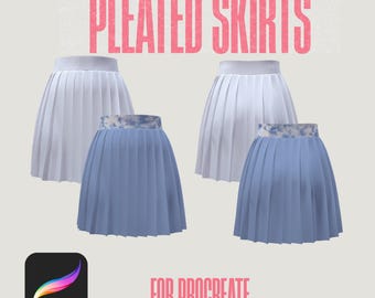 3D Mädchen Faltenrock Mockup für Procreate iPad | OBJ-Datei | Digitales Modedesign