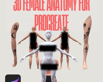 3D Female Tattoo Mockup Models for Procreate: Arm, Leg, torso and full body (Digital Download)