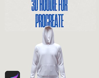 Modello 3D per felpa con cappuccio per Procreate / Download digitale / Modello realistico per felpa con cappuccio / File di progettazione per felpa unisex