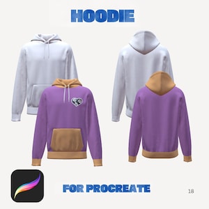 May include: Image of four hoodies. Two are white, and two are purple with tan accents. The purple hoodies have a heart-shaped patch with a graphic. The word "HOODIE" is above the hoodies, and "FOR PROCREATE" is below.