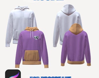 Maqueta 3D de sudadera con capucha para Procreate iPad / Archivo OBJ / Modelo de diseño de moda masculina