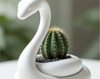 Minimalist Snake Planter – 3D Printed Modern Succulent Pot for Cactus or Air Plants