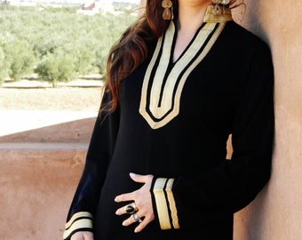 Spring Mariam  Black Caftan Kaftan - giftswear,resortwear,spa robe, dress, Birthdays or Maternity Gifts, , loungewear,,Spring dress