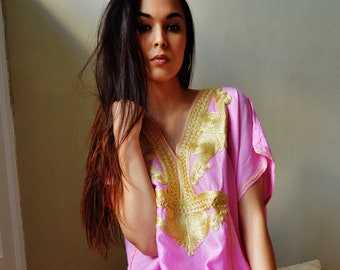 Pink Gold Marrakech Caftan Kaftan -gift ideas, beach cover ups, resortwear,maxi dresses, s, , maternity, , boxing day sale, dress,