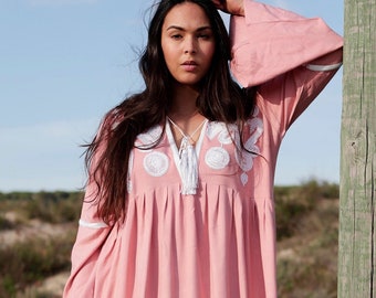 Spring Kaftan Dress Pink Noor Moroccan Caftan-maxi, resort, beach cover up,Maternity Gifts,home dress,Valentine's day gift,,summer dress