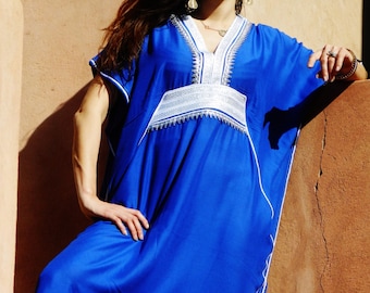 Blue Caftan Kaftan Maxi Dress Marine Style--Perfect  Mothers day ,wedding gifts, birthday gift, honeymoon gifts, anniversary gifts,