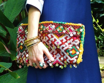 Red Spring Moroccan Sequins Kilim Hand Clutch with Shoulder Straps Berber style-bag, tote, handbag, purse, weekender,gifts,  gifts, Ramadan